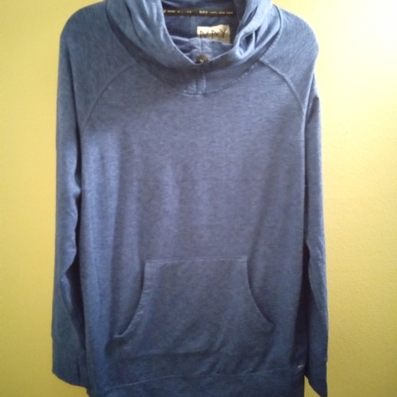 Mens XL Marc New York Heather Blue Hoodie Turtleneck Pullover Athletic - Picture 1 of 5